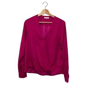Parker Fuchsia Long Sleeve Button Cuffs Wrap Blouse Women's Size XS